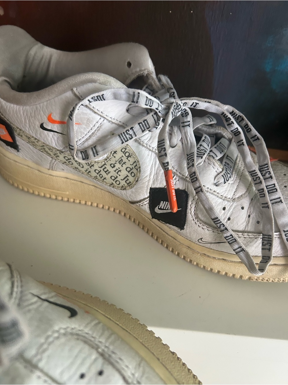 Nike Air Force 1 Low ’07 PRM Just Do It White Orange 2018 Men 6.5 Women 8 - Picture 4 of 16